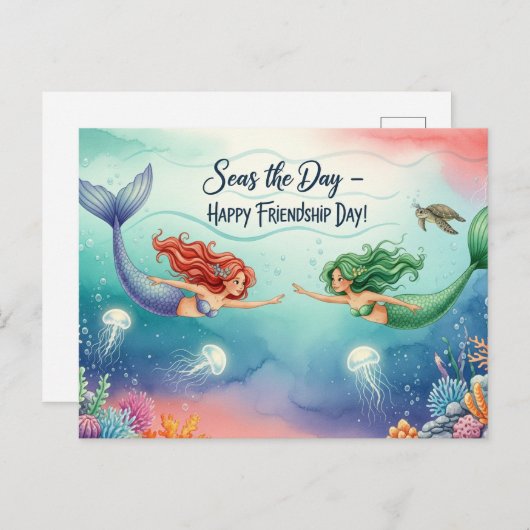 Postkarte zum Internationalen Freundschaftstag (Vorne/Hinten)