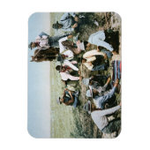 Postkarte zur Darstellung von Cowboys beim Spielen Magnet (Vertikal)