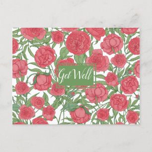 Postkarte zur Genesung mit rosa Rose