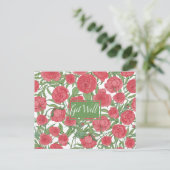 Postkarte zur Genesung mit rosa Rose (Stehend Vorderseite)