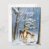 Postkarte zwei Baby Fasten in einem Schneewald (Vorne/Hinten)