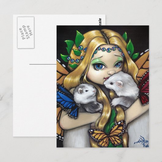 Postkarte "Zwei Fee Frettchen" (Vorne/Hinten)