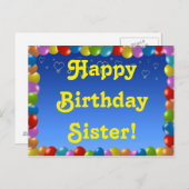 Postkarten-alles- Gute zum Geburtstagschwester Postkarte (Vorne/Hinten)
