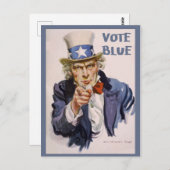 Postkarten an Wähler UNCLE SAM Abstimmung blau (Vorne/Hinten)