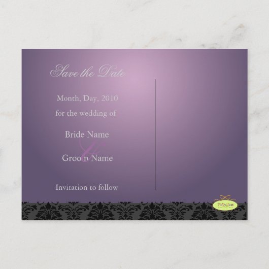 Postkarten aus dem Foto Damask Save the Date, (Rückseite)