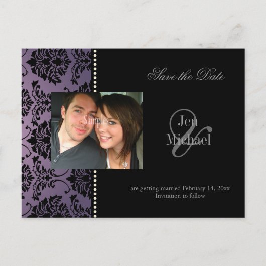 Postkarten aus dem Foto Damask Save the Date, (Vorderseite)