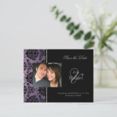 Postkarten aus dem Foto Damask Save the Date, (Stehend Vorderseite)