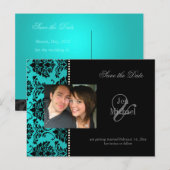 Postkarten aus dem Foto Damask Save the Date, (Vorne/Hinten)