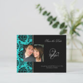 Postkarten aus dem Foto Damask Save the Date, (Stehend Vorderseite)