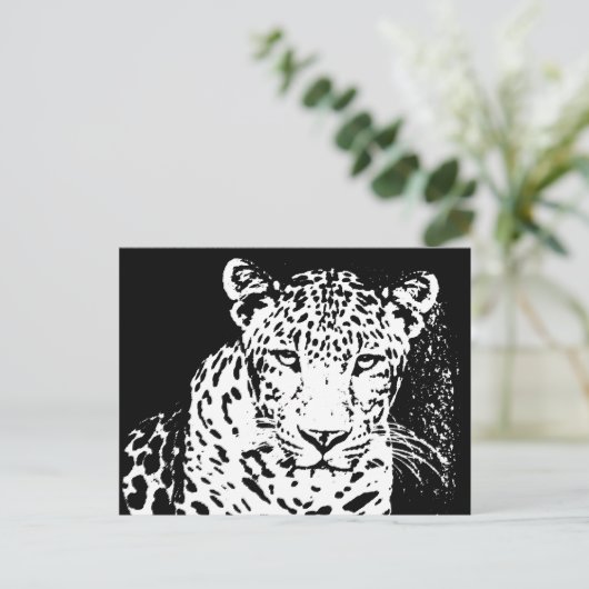 Postkarten aus Leopard, Schwarz und Weiß (Stehend Vorderseite)
