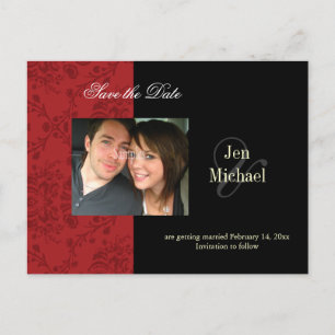 Postkarten aus Red Damask Save the Date Foto,