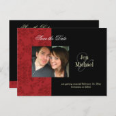 Postkarten aus Red Damask Save the Date Foto, (Vorne/Hinten)