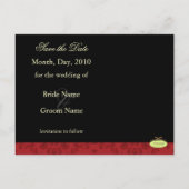 Postkarten aus Red Damask Save the Date Foto, (Rückseite)