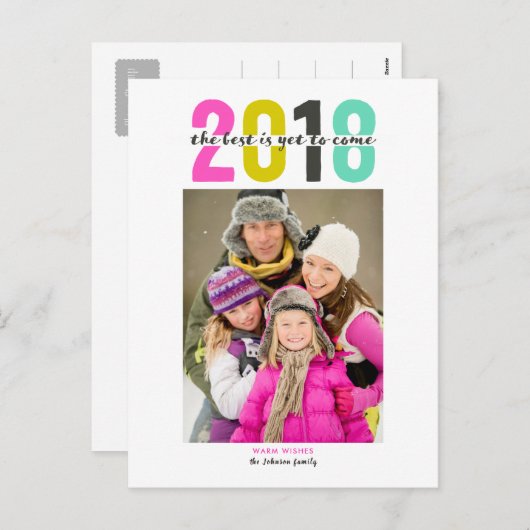 Postkarten des guten Rutsch ins Neue Jahr | 2018% (Vorne/Hinten)