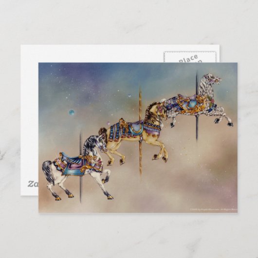 Postkarten - Drei Karussellpferde (Vorne/Hinten)