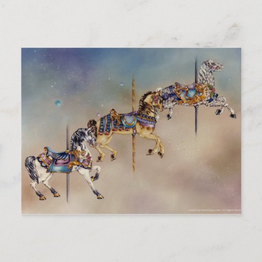 Postkarten - Drei Karussellpferde (Vorderseite)