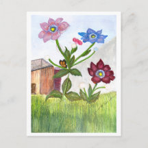 POSTKARTEN-EINLADUNG Wasserfarben von Gras & Blume