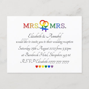 Postkarten-Einladungen - Mrs & Mrs Hochzeitseinlad Postkarte