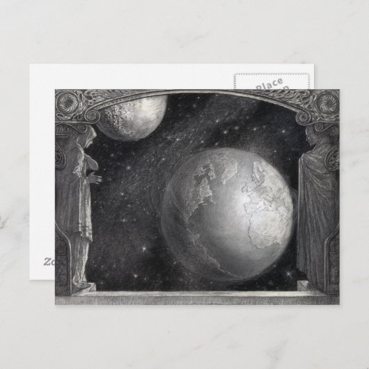 Postkarten "Erde, Mond und Milchstraße" (Vorne/Hinten)