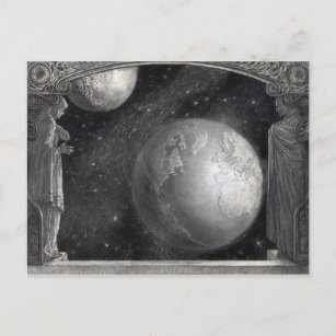 Postkarten "Erde, Mond und Milchstraße"