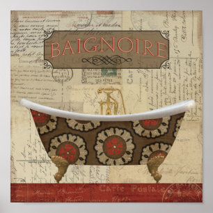 Postkarten-Franzose-Badezimmer Poster