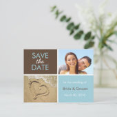 Postkarten für blaues und braunes Save the Date Fo (Stehend Vorderseite)