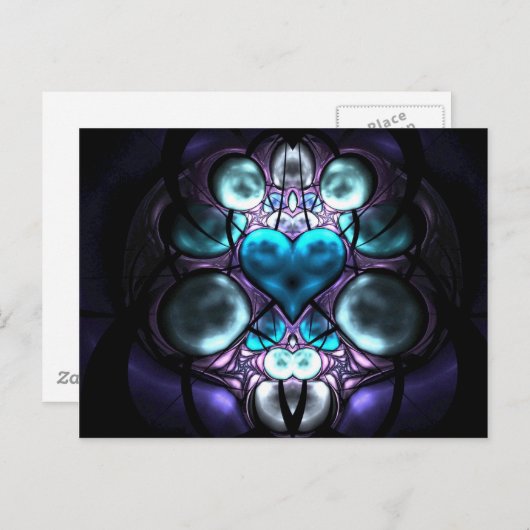 Postkarten für das verzauberte Herz-Fraktal (Vorne/Hinten)