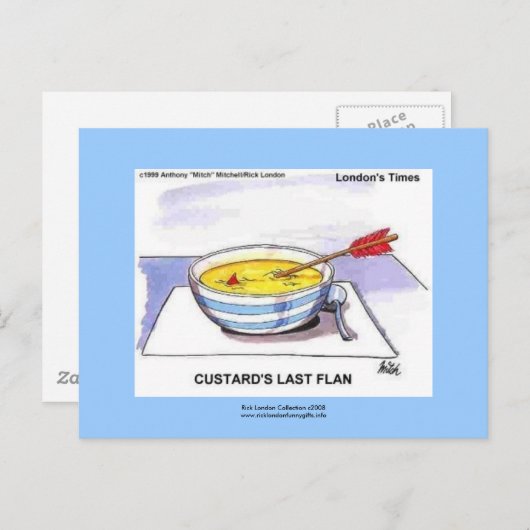 Postkarten für den letzten Flan Funny Cartoon (Vorne/Hinten)