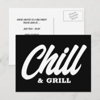 Postkarten für die Chill & Grill GRILLEN Party Ein