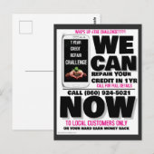 Postkarten für die Reparatur von Kreditkarten (Vorne/Hinten)