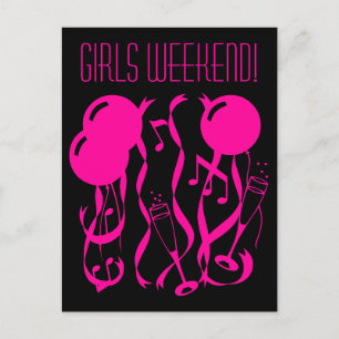 Postkarten für Girls am Wochenende Neonrosa