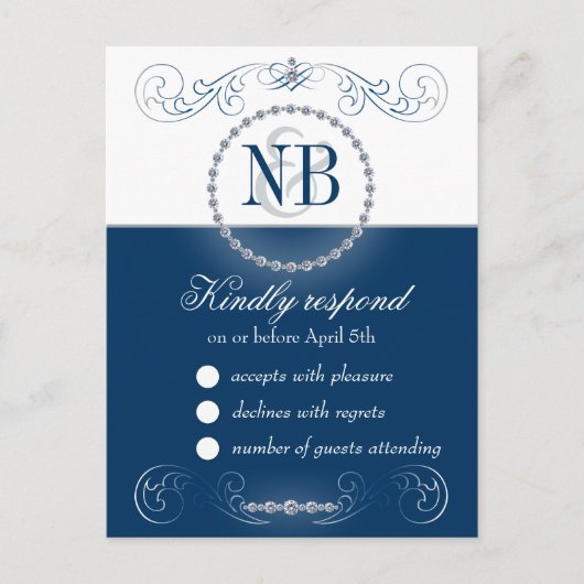 Postkarten für Navy und Silber Rhinestones (Vorderseite)