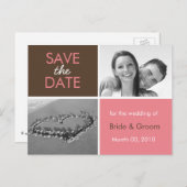Postkarten für rosa und braun Save the Date Foto (Vorne/Hinten)
