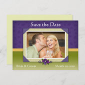 Postkarten für violettes und grünes Save the Date  (Vorne/Hinten)