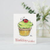 Postkarten für Whimsical Cupcake und Ladybug (Stehend Vorderseite)