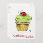 Postkarten für Whimsical Cupcake und Ladybug (Vorne/Hinten)