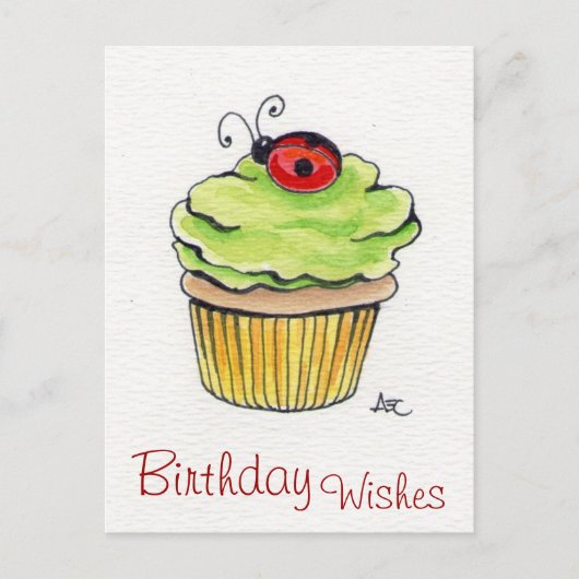 Postkarten für Whimsical Cupcake und Ladybug (Vorderseite)