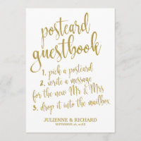 Postkarten-Gästebuch Gold Glitter preisgünstiges S