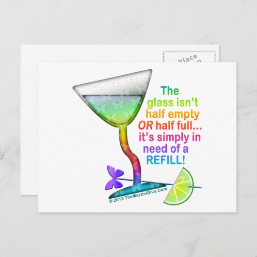 POSTKARTEN - GLAS HALB VOLL (Vorne/Hinten)