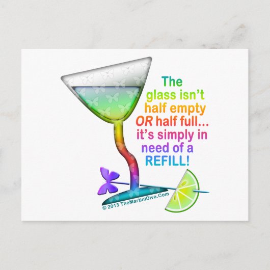 POSTKARTEN - GLAS HALB VOLL (Vorderseite)