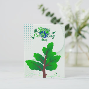 Postkarten Happy Earth Day mit Baum und Globus