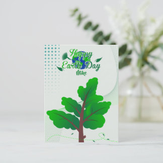 Postkarten Happy Earth Day mit Baum und Globus