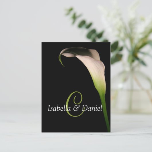 Postkarten Hochzeit Calla Lily C Monogramme (Stehend Vorderseite)