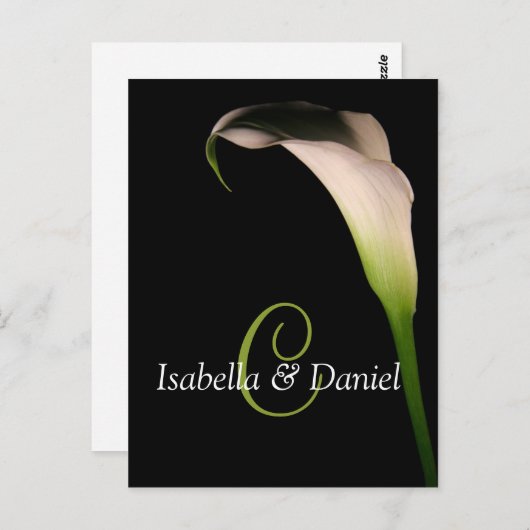 Postkarten Hochzeit Calla Lily C Monogramme (Vorne/Hinten)