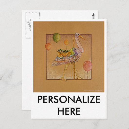 Postkarten - Karussell-Storch (Vorne/Hinten)