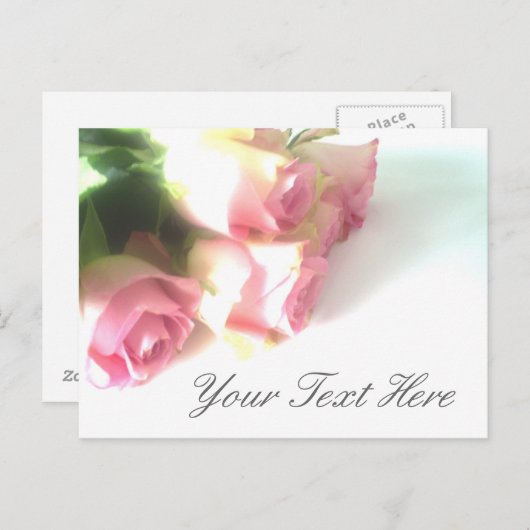 Postkarten mit rosa Rosen (Vorne/Hinten)