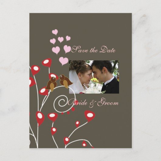 Postkarten mit Save the Date Foto, Liebesvögel (Vorderseite)