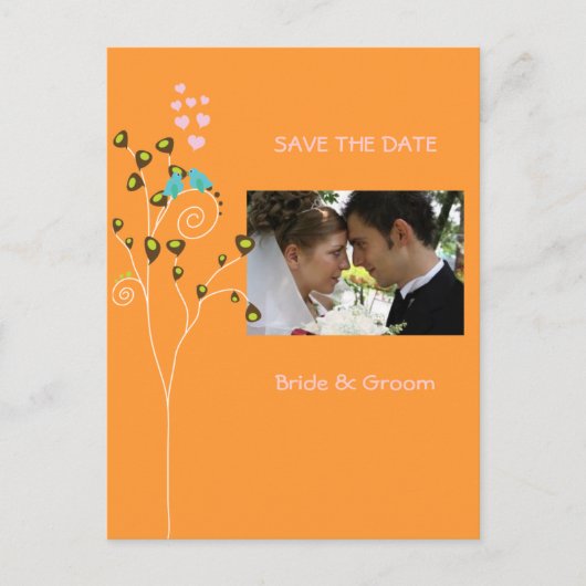 Postkarten mit Save the Date Foto, Liebesvögel (Vorderseite)