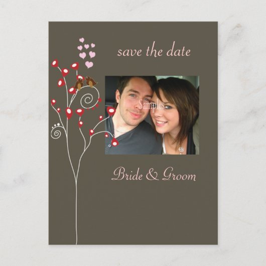 Postkarten mit Save the Date Foto, Liebesvögel (Vorderseite)