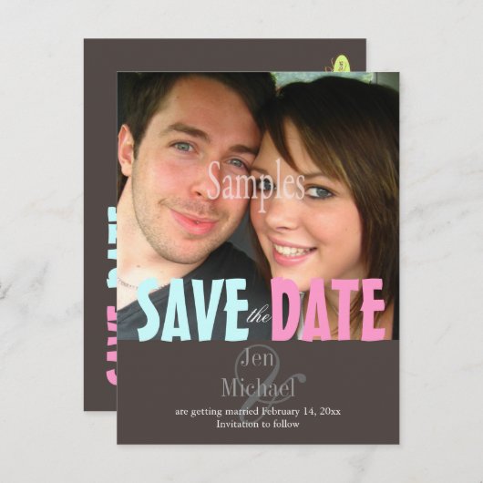 Postkarten mit schlichtem, Save the Date Foto, (Vorne/Hinten)